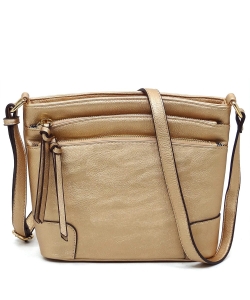 Fashion Multi Zip Pocket Crossbody Bag WU059 ROSEGOLD